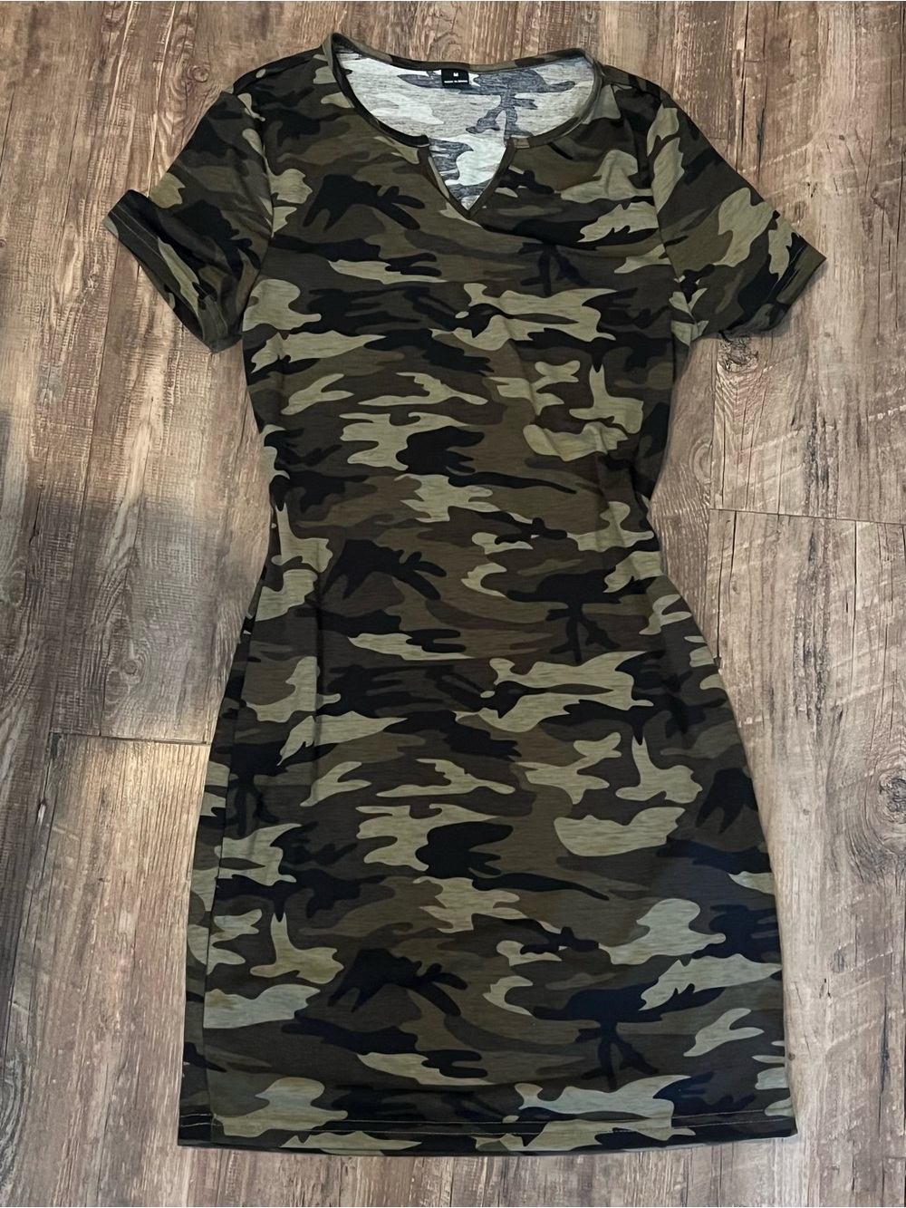 Women's Camo Short-Sleeve Bodycon Dress - Olive Green